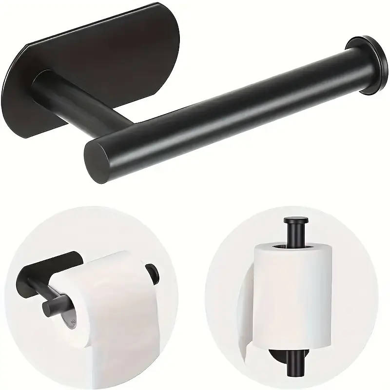 1pc Self-Adhesive Toilet Paper Holder Wall Mount No-Drill Installation Modern Plastic Tissue Roll Or