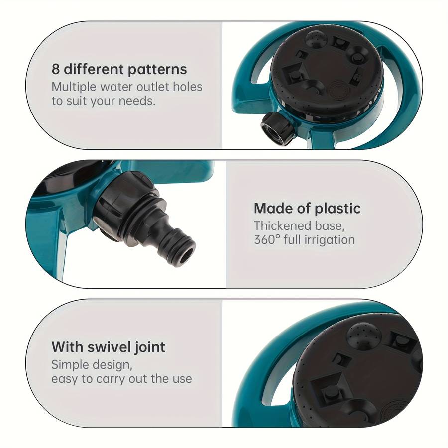 1Pc Round Sprinkler8 Function Automatic Garden Lawn Sprinkler