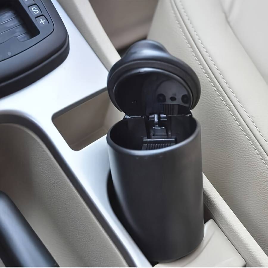1pc Fit Black Car Ashtray for Cup Holder Compact Easy-Clean PBT Plastic Perfect for Cars Truc