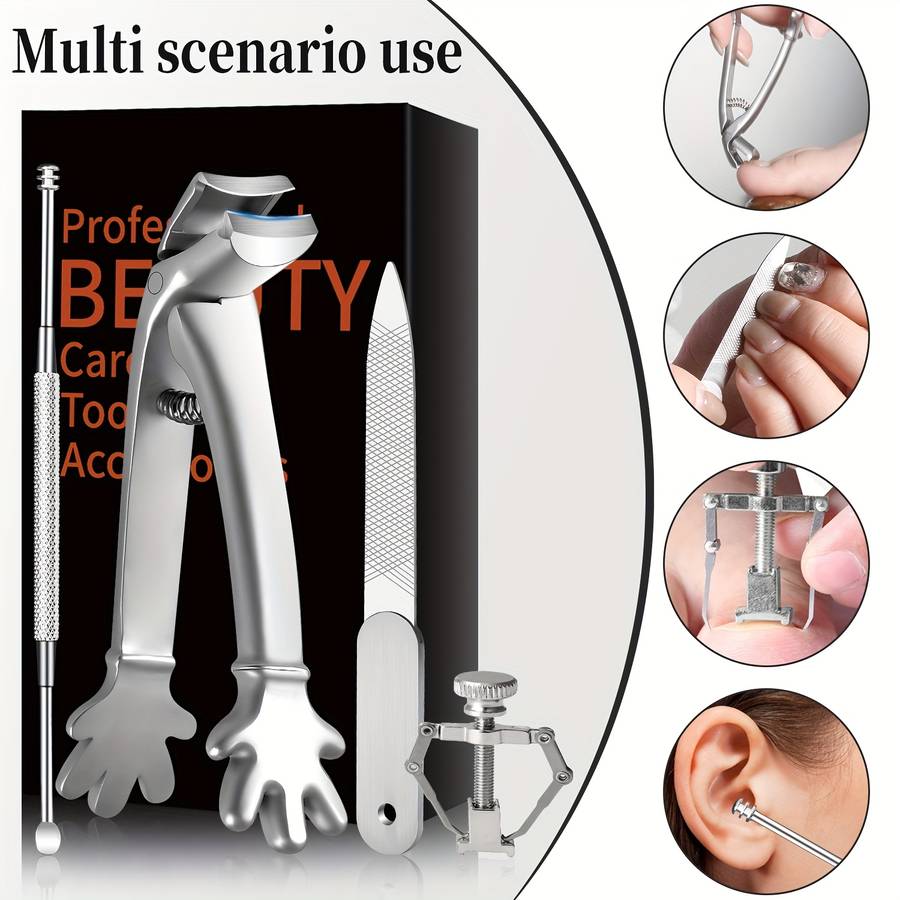4pcs Heavy Duty Toenail Clippers Set Ergonomic Large Angled Head Nail Clippers with Catcher