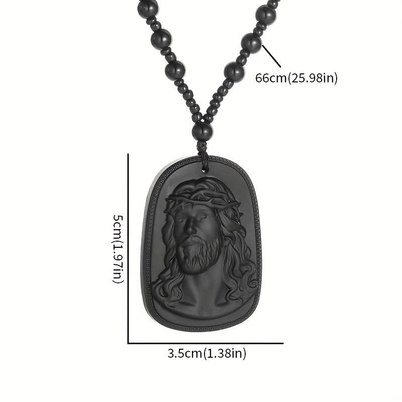 1 Piece Black Jesus Theme Pendant