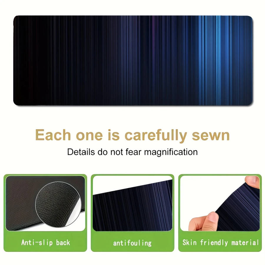 1pc 40x90cm Ombre Gradient Stripes Mouse Pad Waterproof Non-Slip Washable Desk Mat