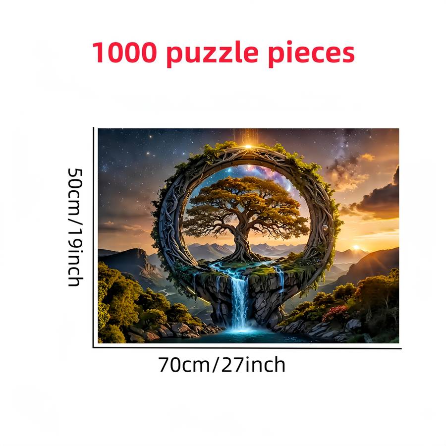 1000pcs Wisdom Tree Jigsaw Puzzle Vibrant Fantasy Design with Enchanted Landscape