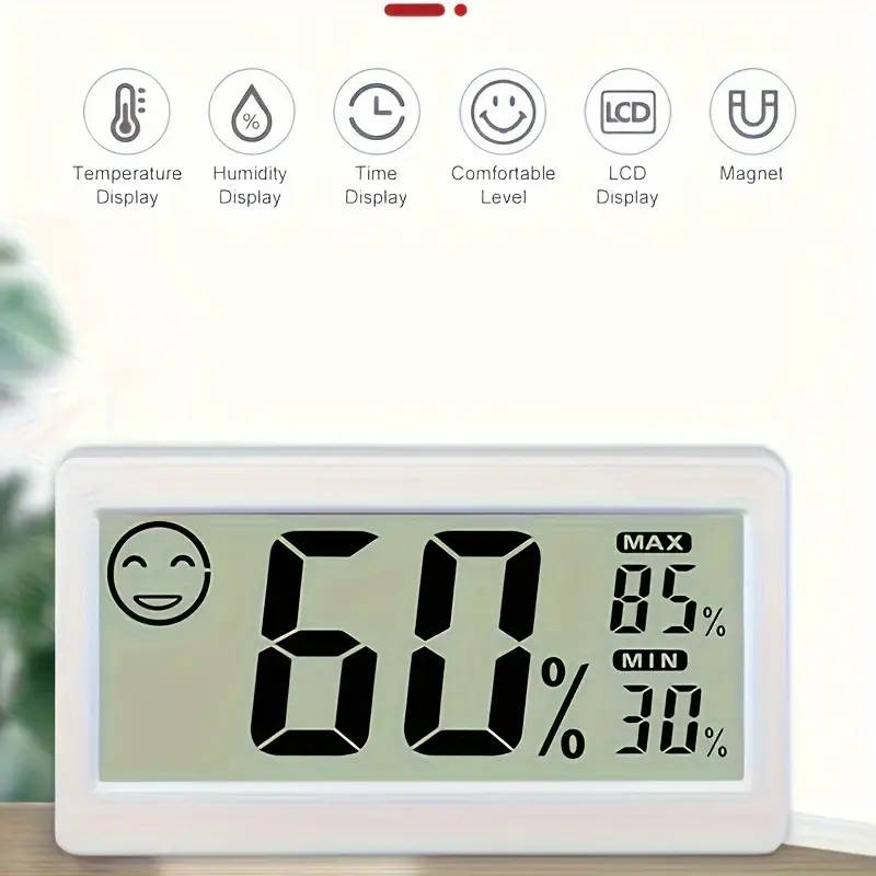1pc Digital Indoor Thermometer Hygrometer Battery-Powered Easy-to-Read LCD Display for Home Comfort