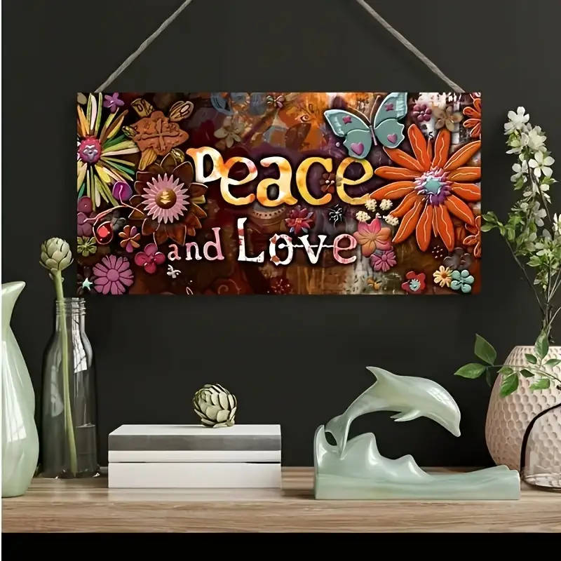 1pc Charming Peace Love Wooden Home Decor Sign Perfect Holiday Gift for Friends and Family Easy Hang