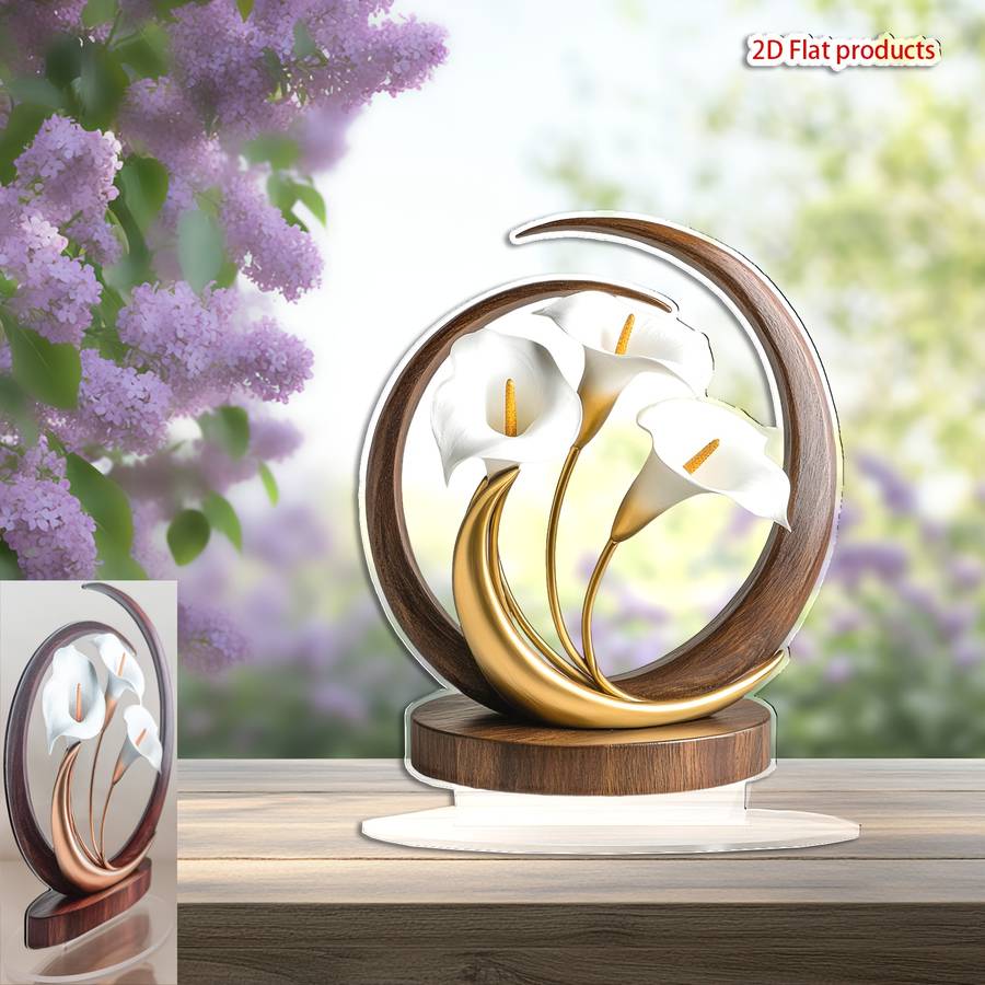 1pc 2D Flat   White for Lotus Themed  Acrylic Decoration Suitable for Living Room K