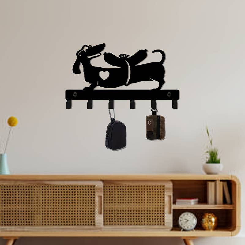 1pc of funny smart puppy metal decorative key hook design keychain rack door back wall garage key