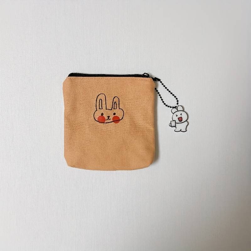 1pc Small Canvas Cute Bunny Coin Purse Simple Fresh Hand Wash or Professional Dry Clean