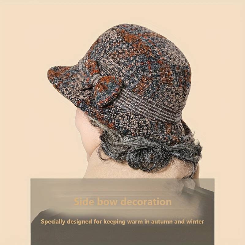 1pc Set Women'S Hat Stylish Vintage Style Autumn And Winter Fisherman'S Hat with Bow Design