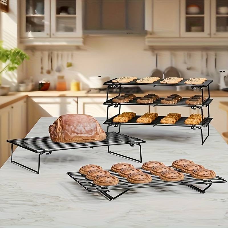 5pcs Cooling Rack Set Stackable Baking and Cooking Rack for Cooling Grilling Foldable and Hea