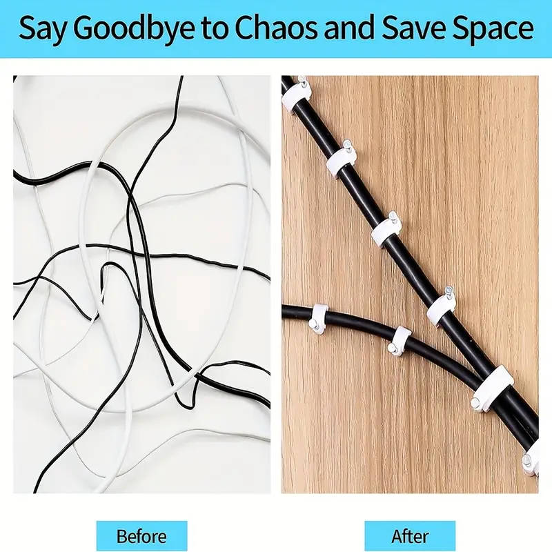 Pack of 100 Durable White Cable Management Clips