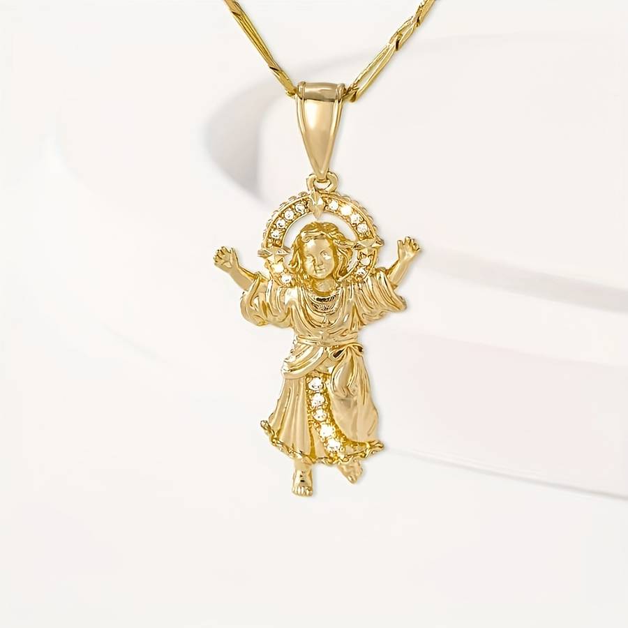 1 Piece Golden Yellow 01 Jesus Theme Pendant