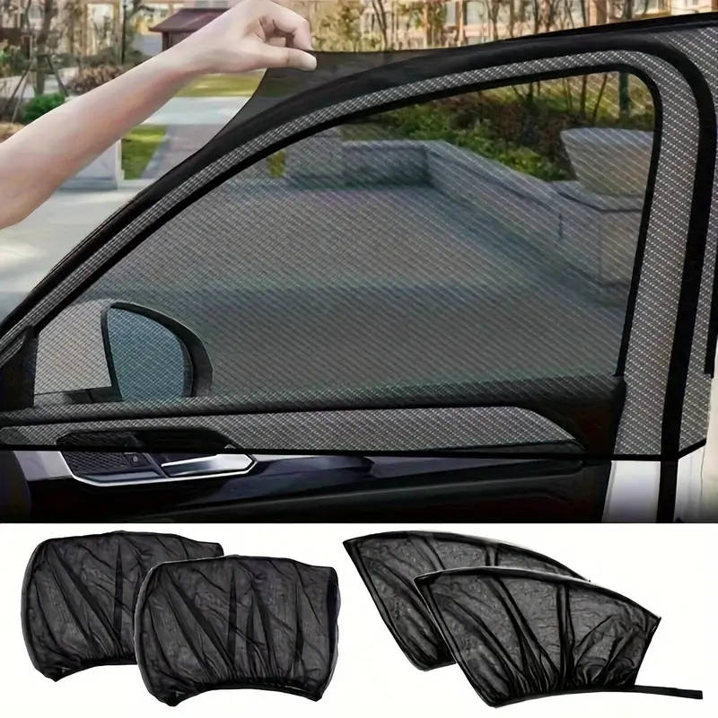 4pcs Polyester Car Sunshade Screen UV Protection Anti-Mosquito Insulation Reflective Awnings