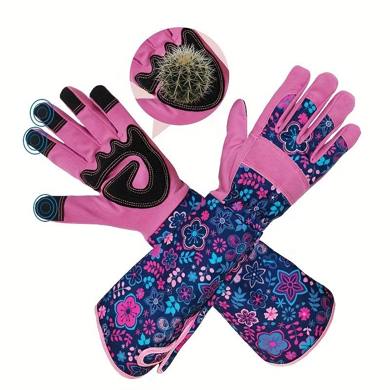 1 Pair Floral Charm Size M Multi Purpose Work Gloves