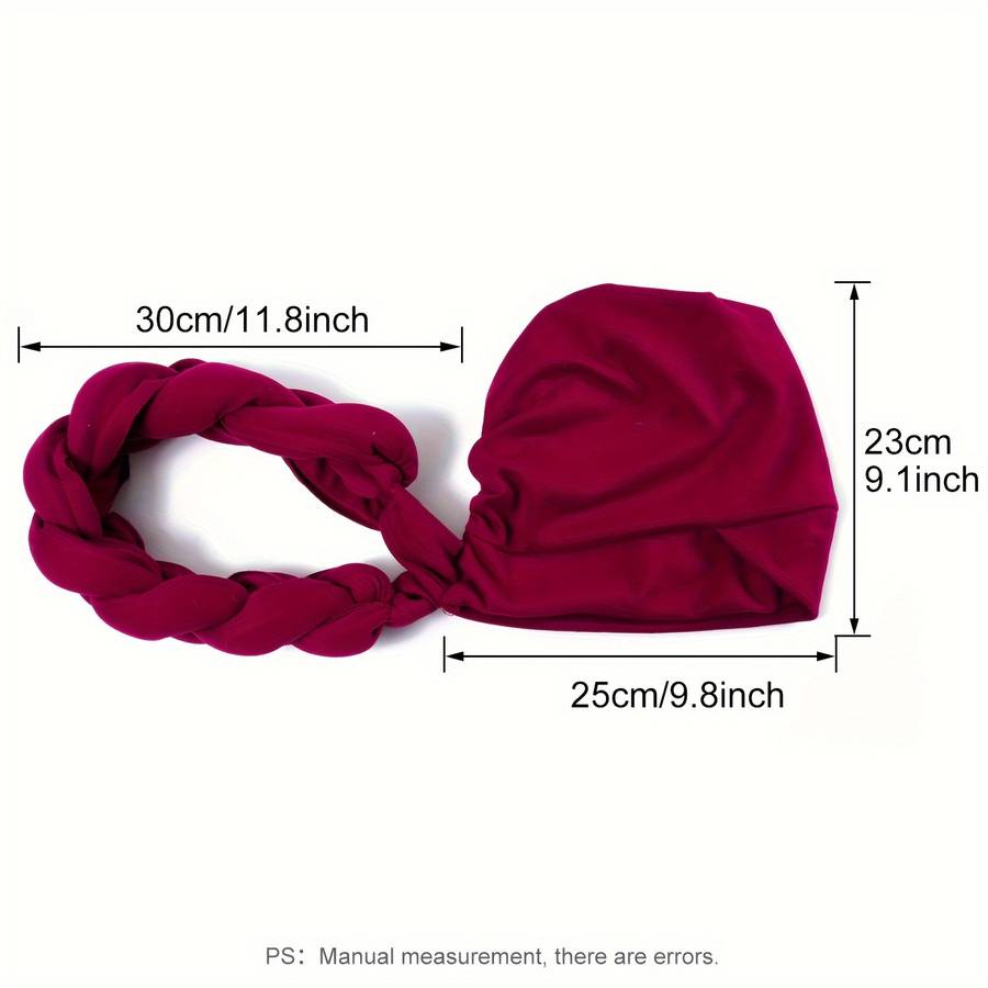 Thick Braided Urban Polyester Fiber Turban Hat Thick Braided Elastic Hand Washable Light