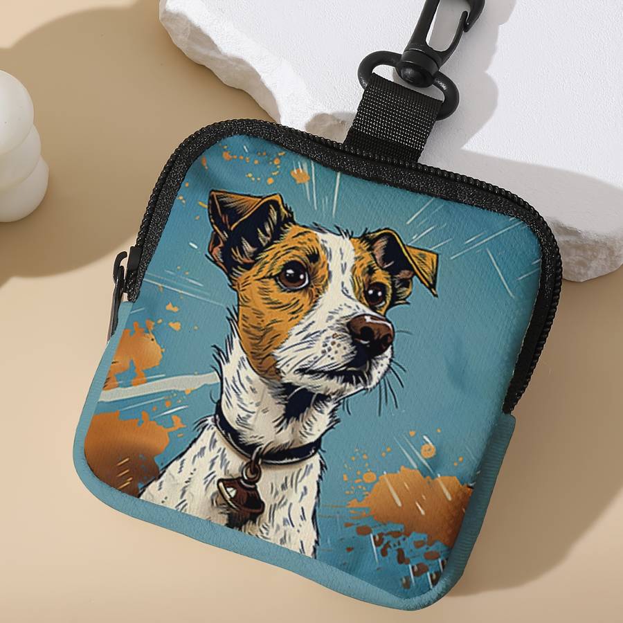 1pc Large Capacity Coin Purse with Dog Print Multifunctional Key Card Holder Durable Polyeste