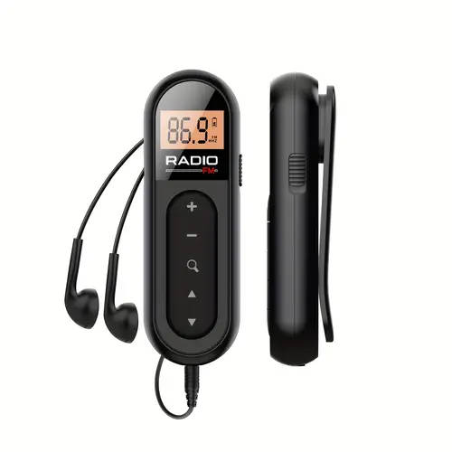 1Pc Portable Fm Radio With Clip Rechargeable Mini Size Suitable For Meetings Tours Horse Racing And