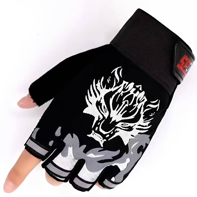 1 Pair Black Leaking Five Fingers Solid Color Outdoor Sports Gloves