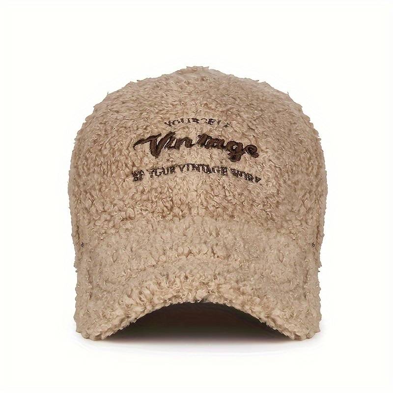 1pc 1 Vintage-Inspired "Authentic Vintage" Baseball Cap Cozy Beige Fleece 100% Polyester Hand-W