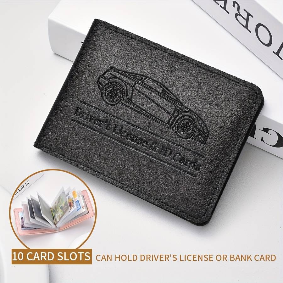 1pc DEABOLAR Driver's License ID Card Holder Stylish Car Design Wallet for Credit Cards Compac