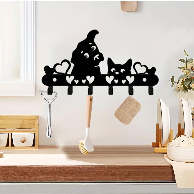 1pc Cute Animal Design Metal Key Holder Wall Mount Keychain Rack Versatile Use for Coat Hat Tow