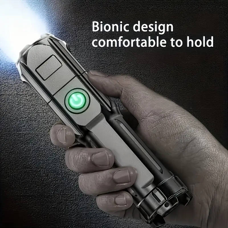 1pc Rechargeable LED Flashlight High Power Torch with 18650 Lithium Battery USB Charging Non-Waterpr