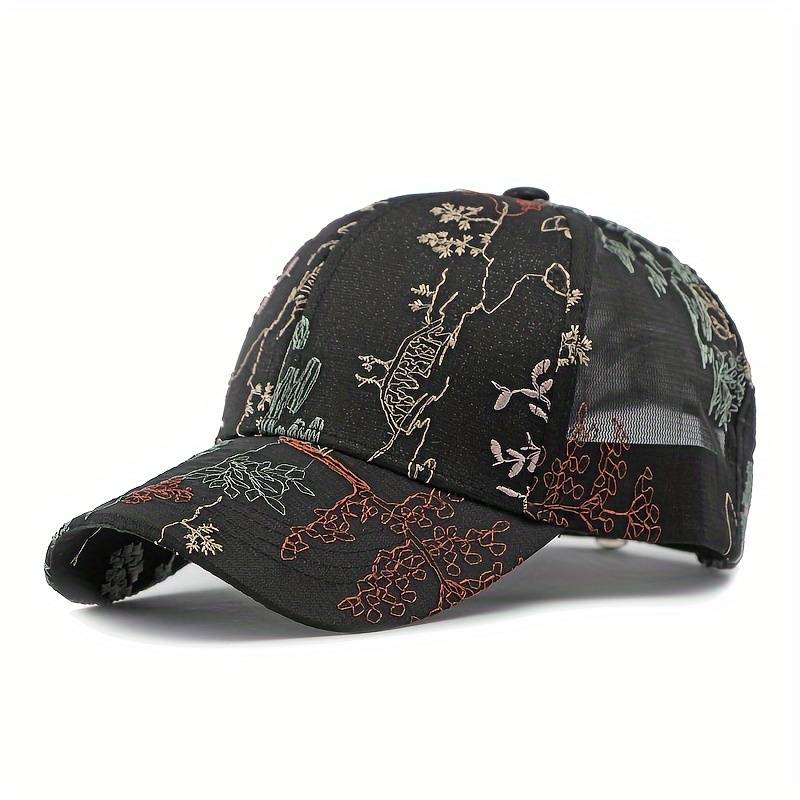 1pc Breathable Mesh Baseball Cap for Women Adjustable Sun-Protective Dad Hat with Classic Embroi