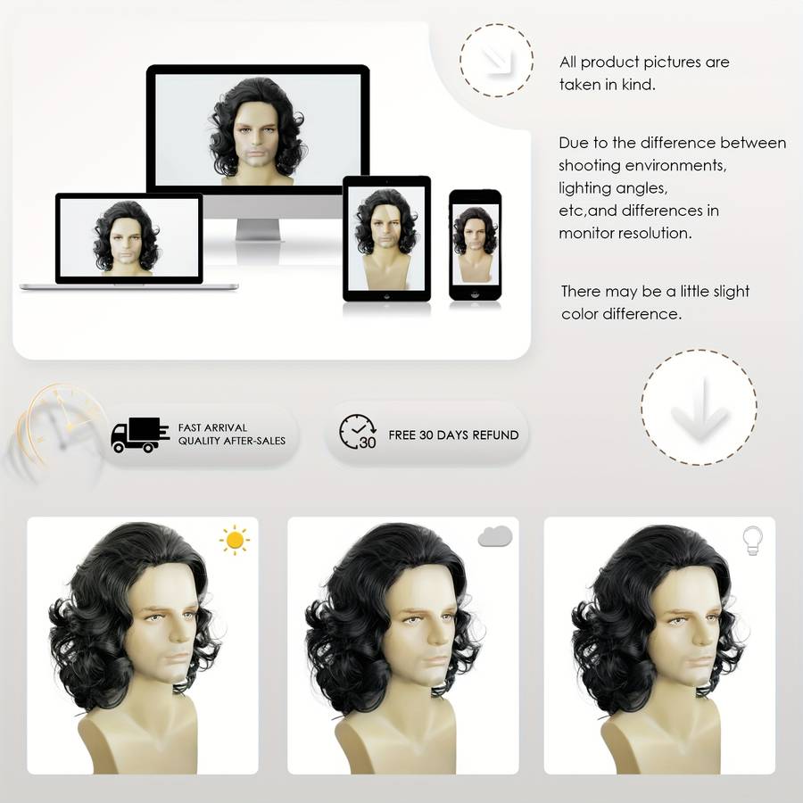 1Pc Black 40.64cm Fashion Design Wig