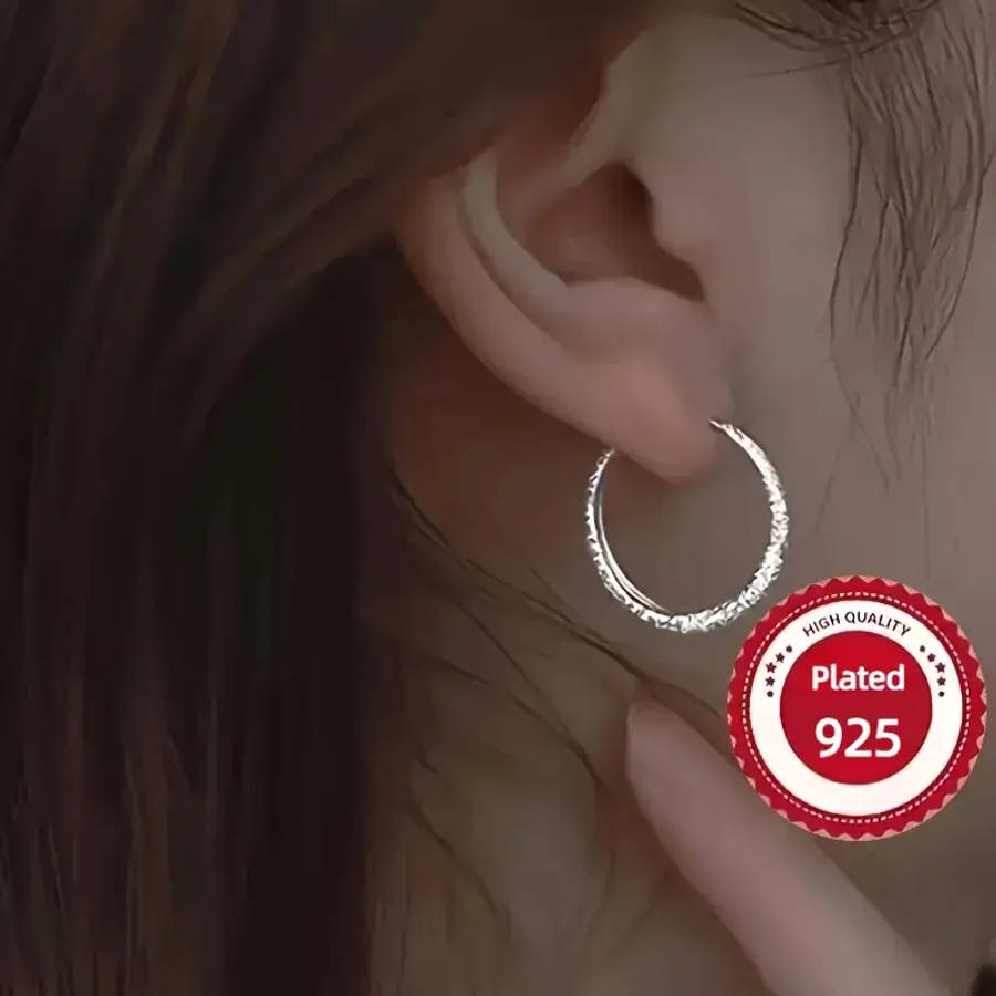 925 Silver plated earrings, Starry Sky River sparkling ring earrings