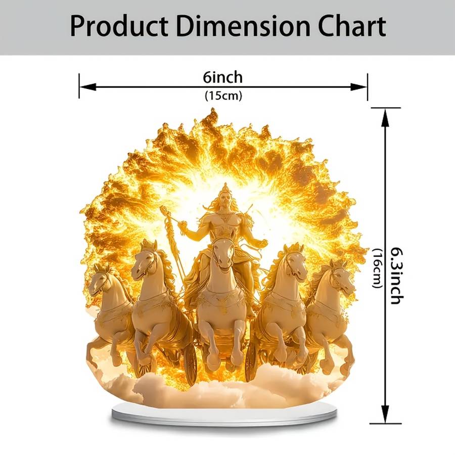 2D Flat Sun God Acrylic Sculpture Mythological Iconic Figure Theme Surreal Fantasy Decor Mul