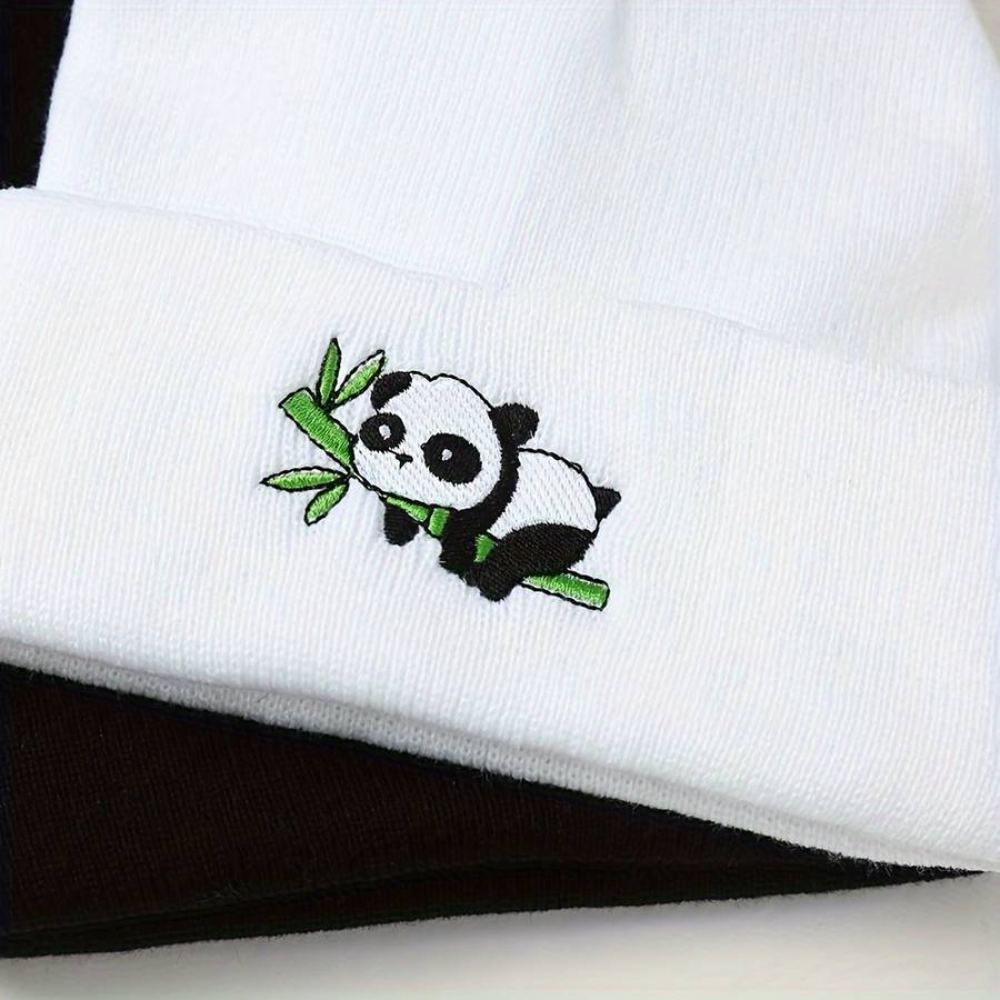 1pc Acrylic Stretchy Skull Beanie Hat Panda Embroidery Knit Beanie Hat for Men and Women Acrylic