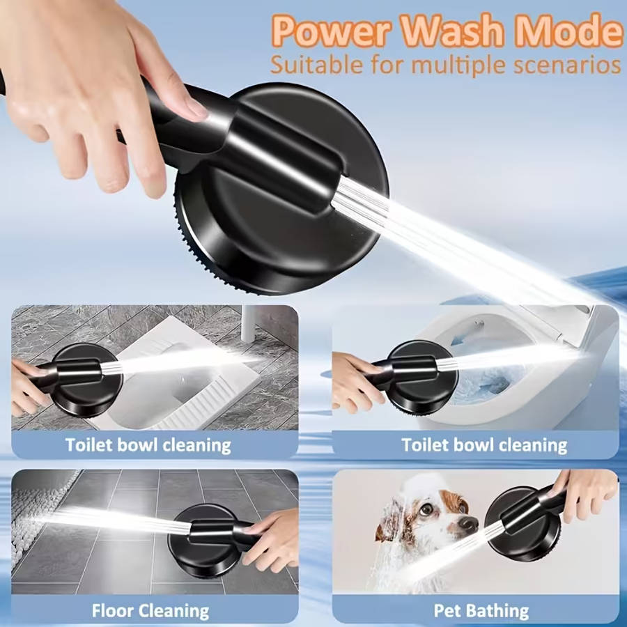 Handheld Pressurized Showerhead Four Spray Modes With 1.5Meter Reinforced Hose And Adjustable Bracke