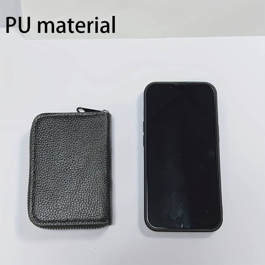 1pc Men's Black Casual Faux Leather Zipper Wallet with Multiple Card Slots ID Holder Stylish Accordi