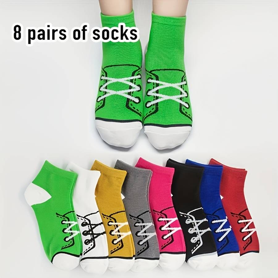 8 Pairs Multicolor One Size High Elastic Socks