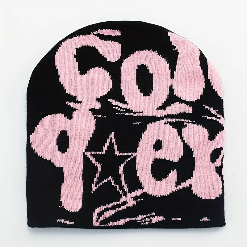 1pc Unisex Knit Beanie Trendy cope Letter Design Windproof Street Style Hat for All Season