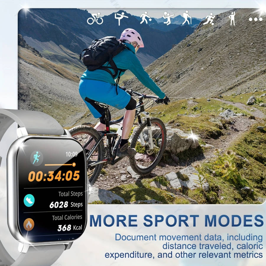 1pc 1.83-inch HD Full Screen Touch Men's and Women's Sports Smart Watch Make Answer Calls Step Count
