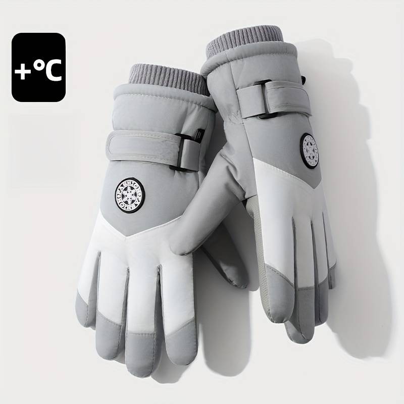 1 Pair Black And White Warm Gloves