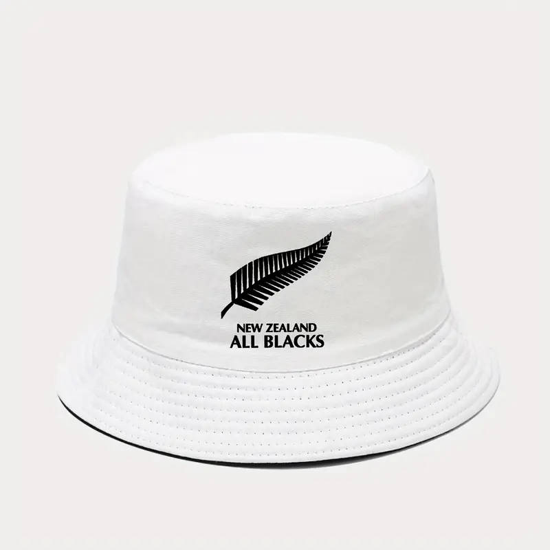 1pc New Zealand All Blacks Printed Bucket Hat Breathable Sun Hat Unisex Outdoor Vacation Travel Fold