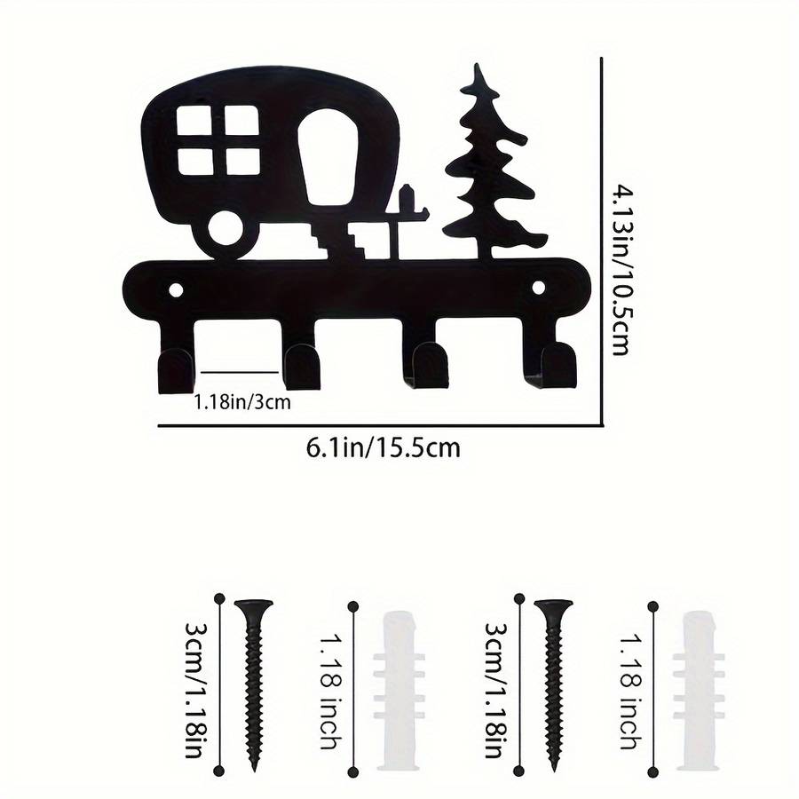 4 Hooks Metal Car Key Hook Door Back Wall Decoration Clothes Hat Hook Decor Wall Decoration Garage D