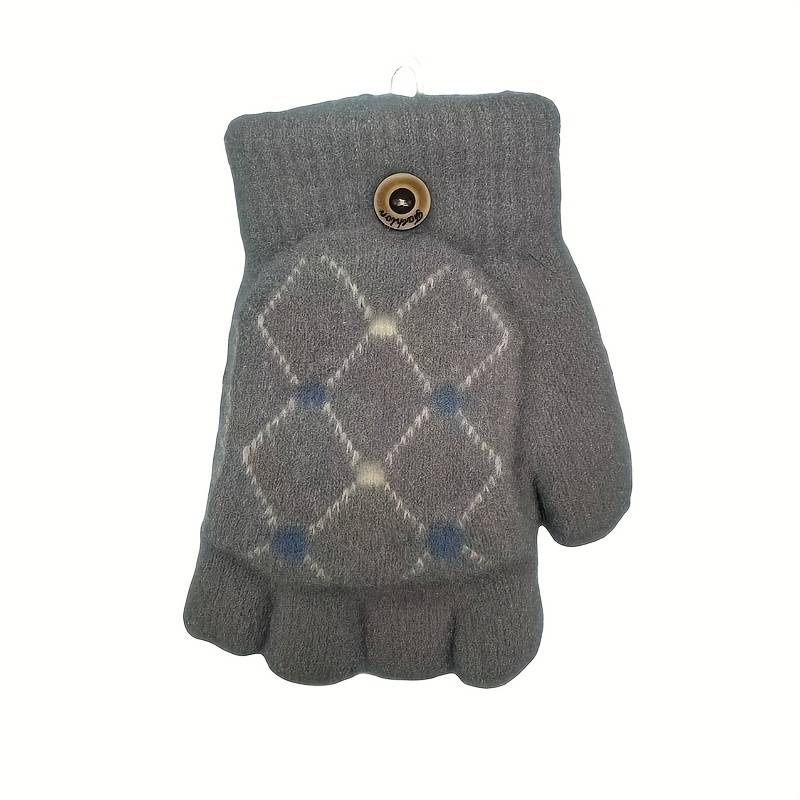 1 Pair Grey Warm Gloves