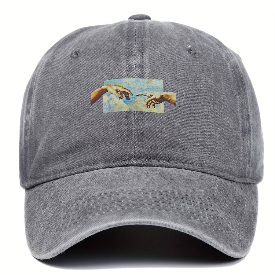 1pc Unisex Vintage Oil Painting Print Baseball Cap Polyester Breathable Casual Embroidered Hat Ha