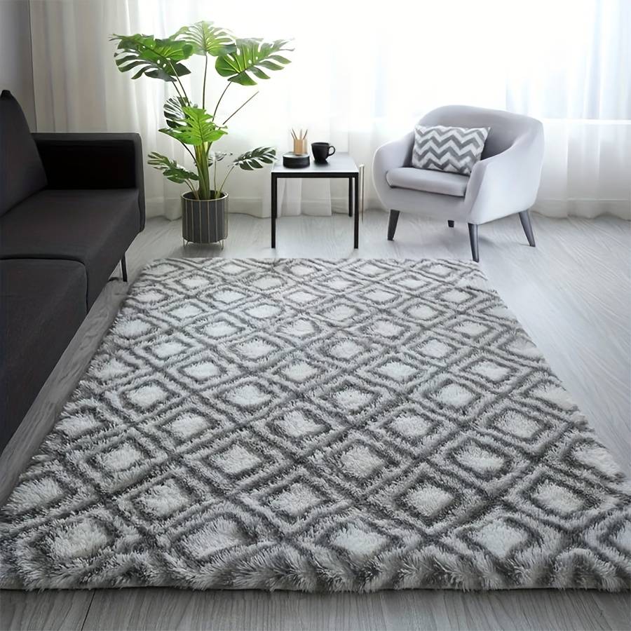 1Pc White background gray square 40x120cm 15.75x47.24inch Floor Mat