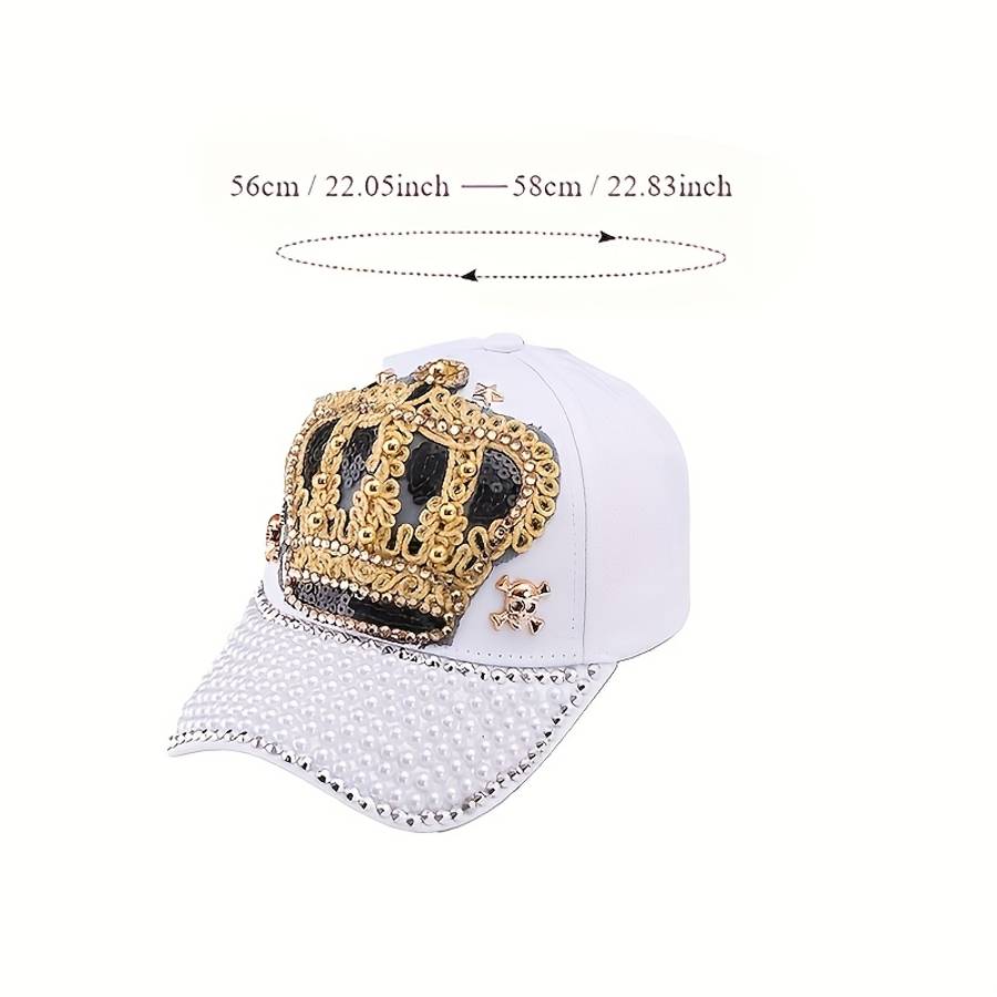 Baseball Cap Designer'S New Style With Crown Embellished With Diamonds And Pearls Denim