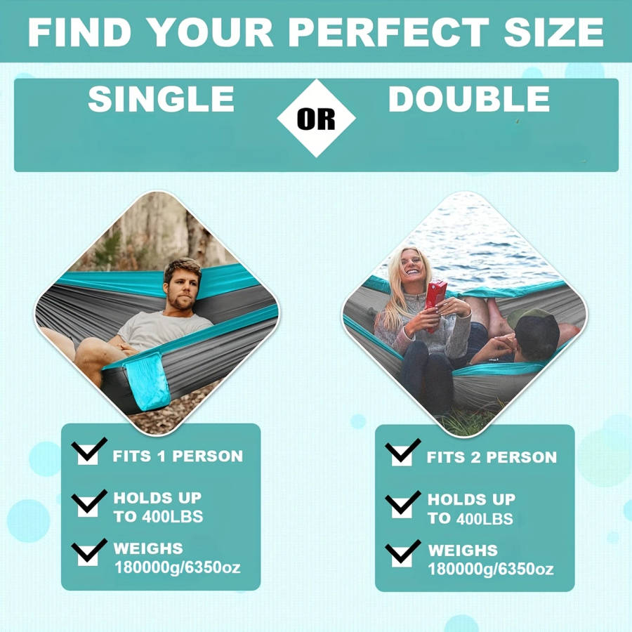 1pc Camping Hammock Single Portable Hammock With 2 Tree Straps And Storage Bag Ideal For Outdoor Ind