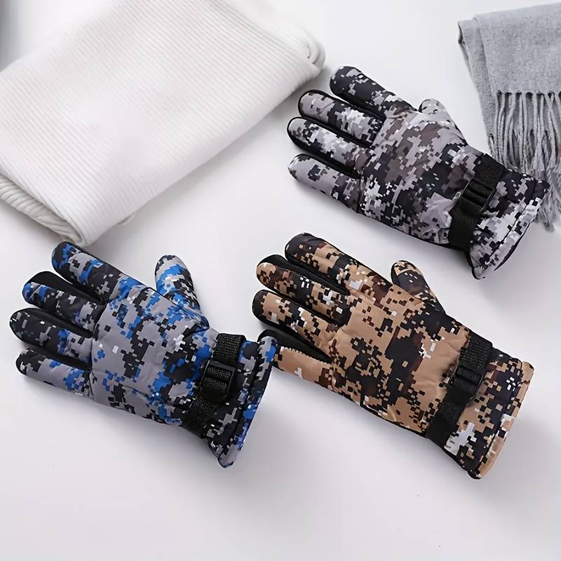 1 Pair Camouflage Blue Warm Gloves
