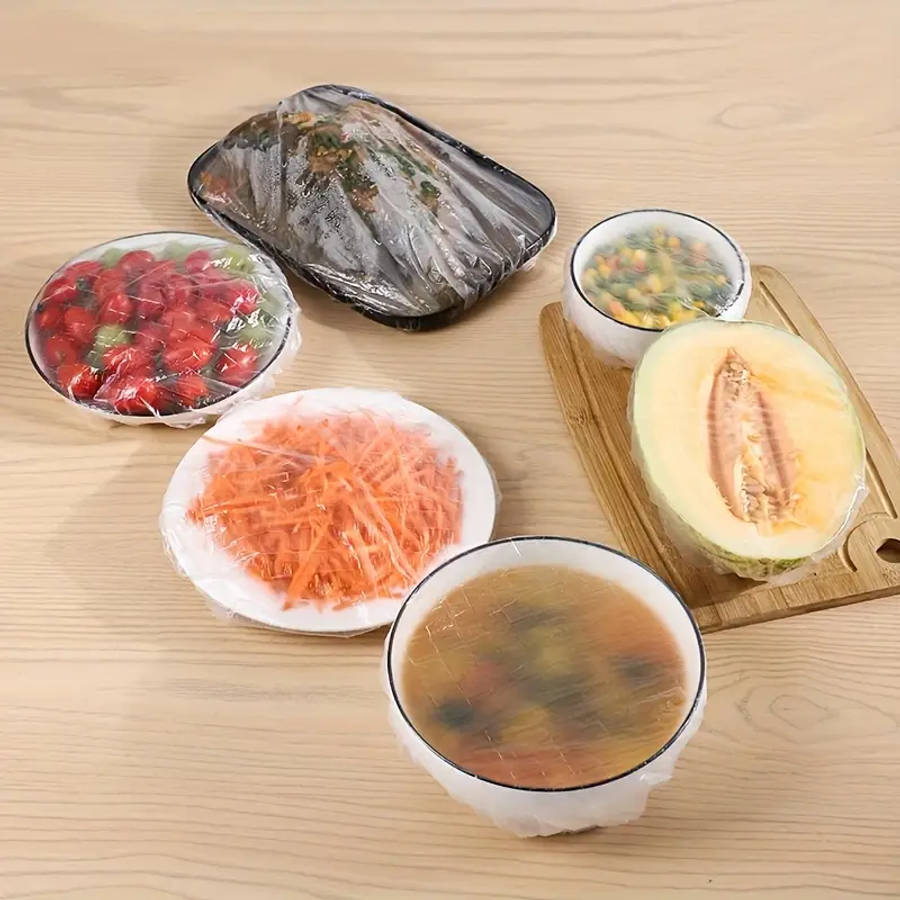 Disposable Food Covers with Elastic Edge, Durable and Convenient for Various Tableware Use, Dustproo