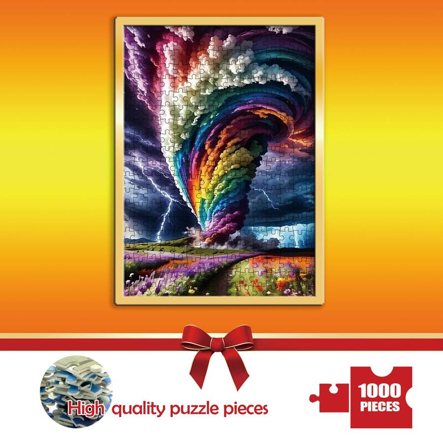 1000pcs Rainbow Tornado Puzzle DIY Thick Durable Adult Seamless Jigsaw Perfect fo