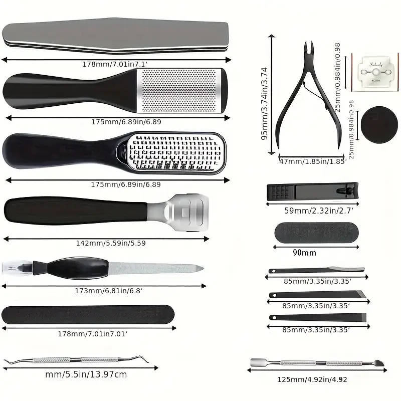 36in1 Stainless Steel Professional Foot Care Set Pedicure Kit Stainless Steel Foot File Set Includin