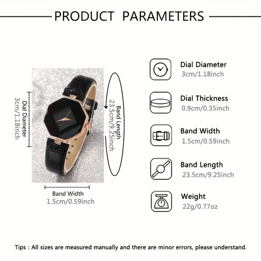 2pcs Set Elegant And Fashionable Women's PU Leather Strap Quartz Watch Exquisite Love Bracelet Suita