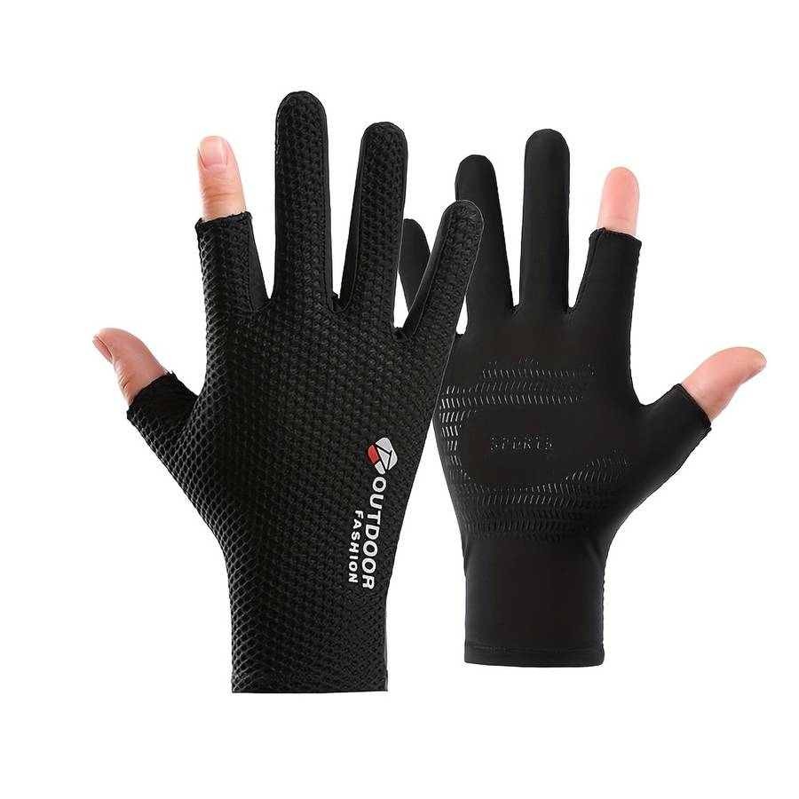 1 Pair Black One Size Outdoor Sports Gloves
